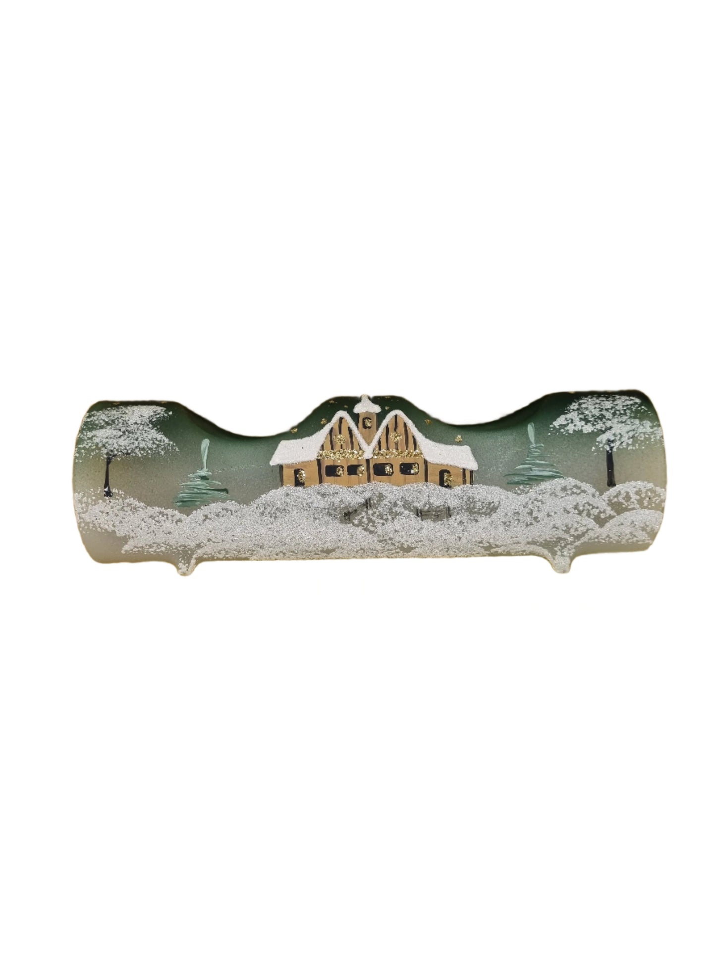 European Glass Christmas ornament of a Glass Double Candle Holder