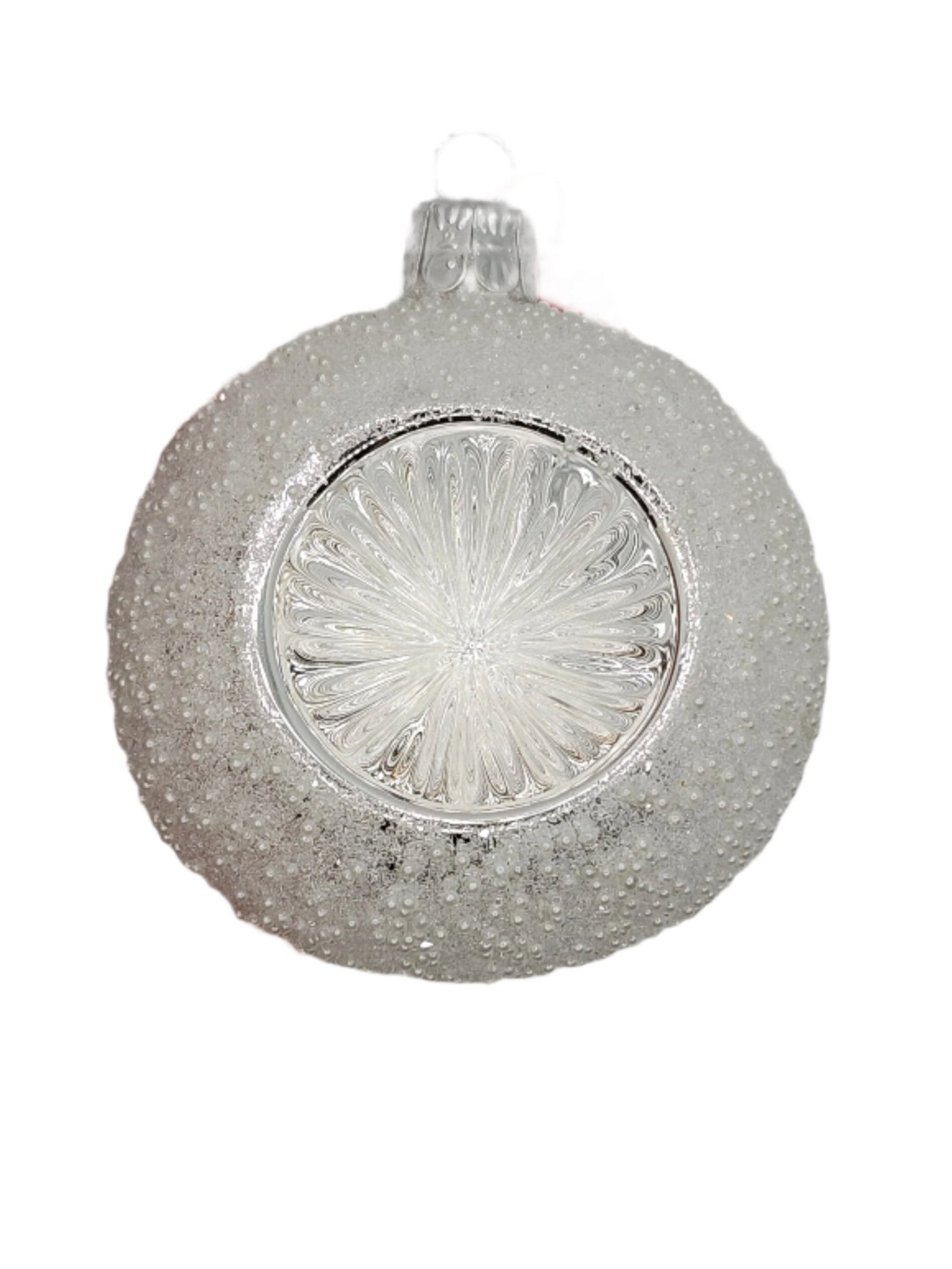 European Glass Christmas ornament of a Bauble | Frosted Silver Indent (F)