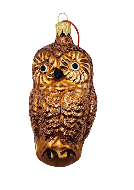 European Glass Christmas ornament of a Owl (F)