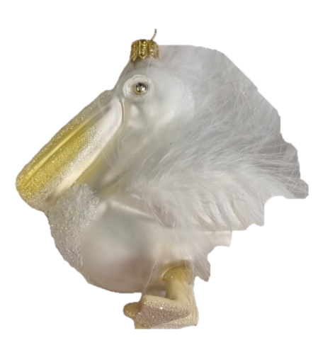 European Glass Christmas ornament of a Pelican with Feathers (S)