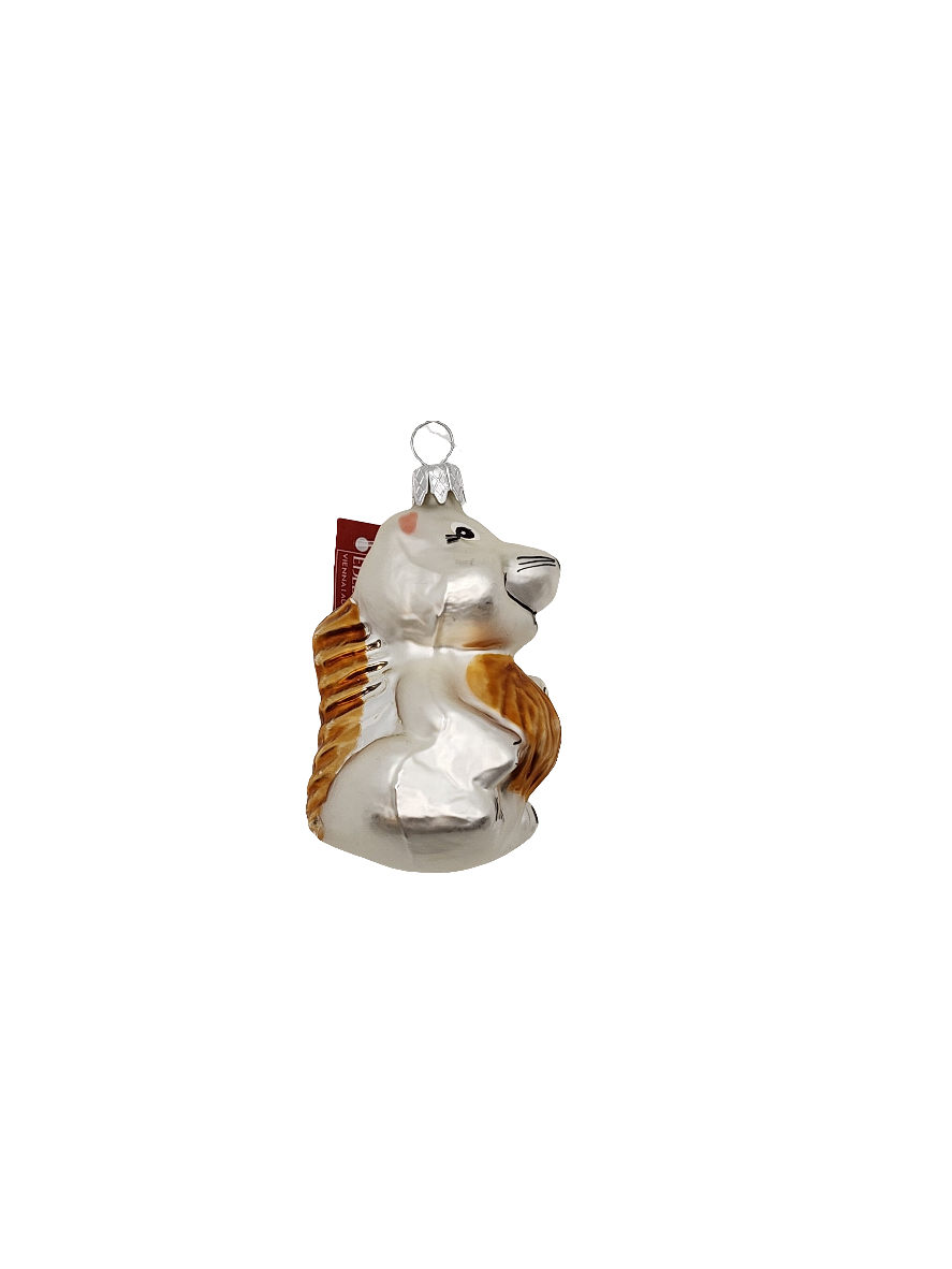 European Glass Christmas ornament of a Squirrel with nut (D)
