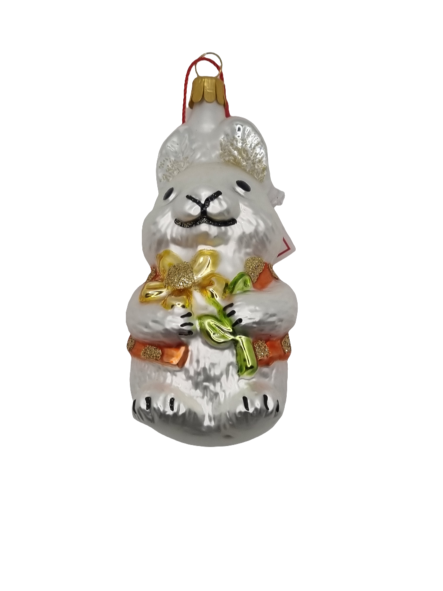 European Glass Christmas ornament of a Rabbit (J)