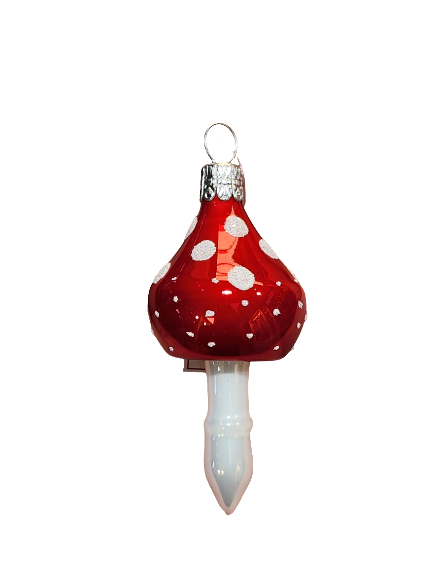 European Glass Christmas ornament of a Mushroom (J)