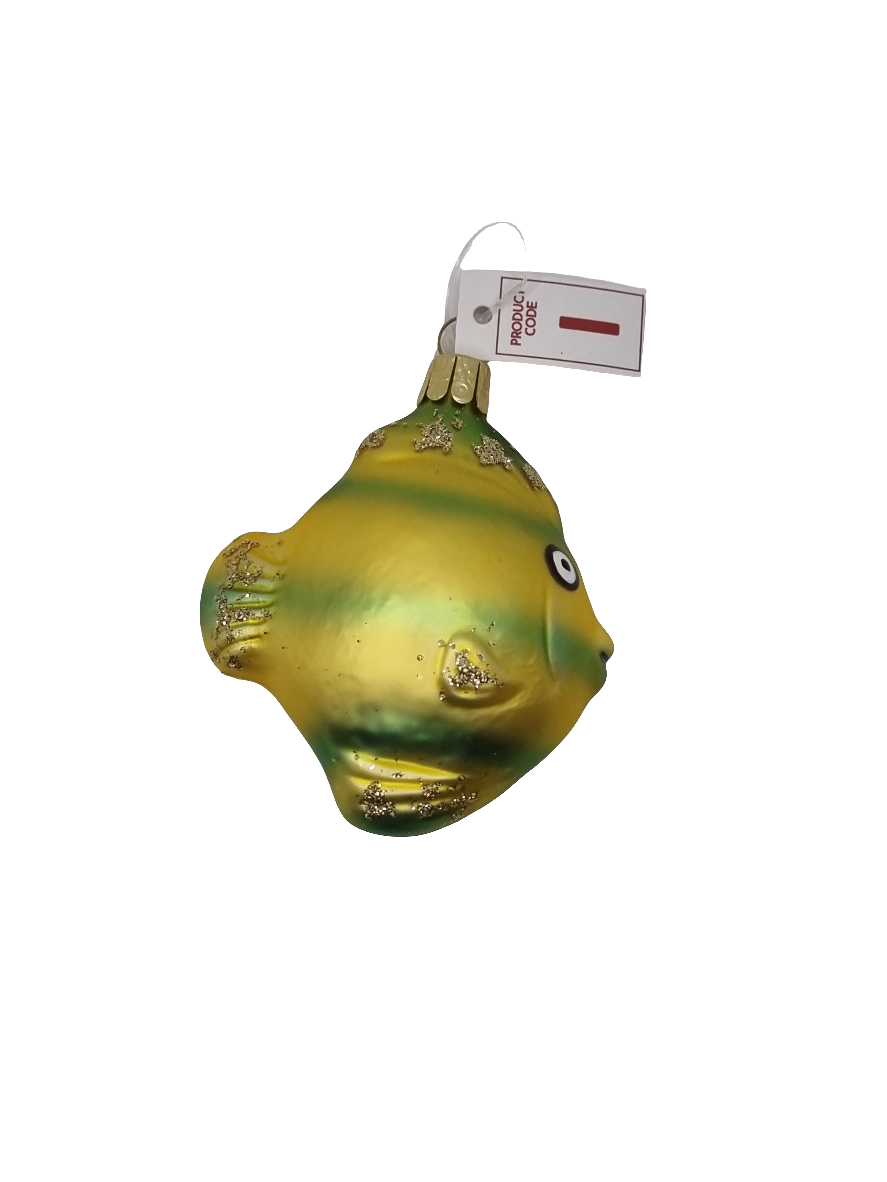 European Glass Christmas ornament of a Fish | Stripey Sparkle Fins (I)