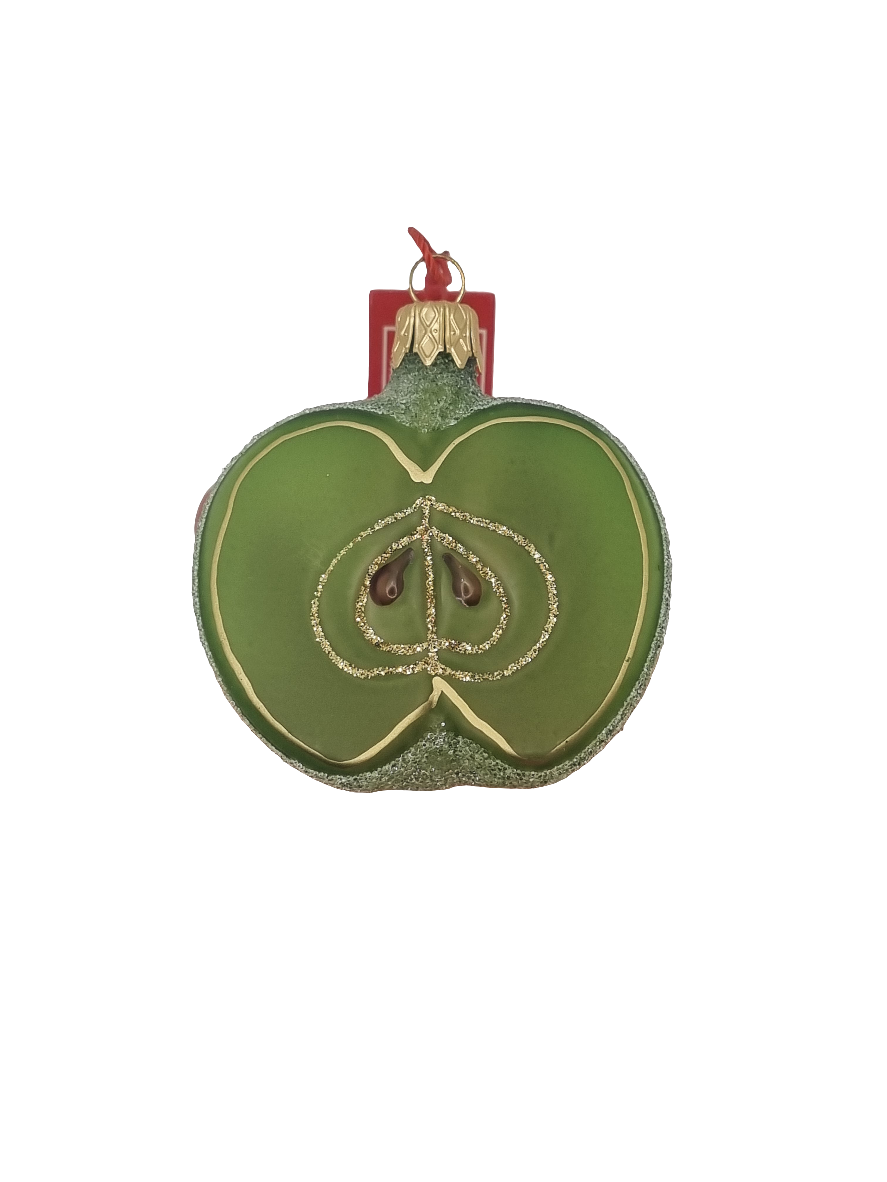 European Glass Christmas ornament of a Apple Half Frosted (H)