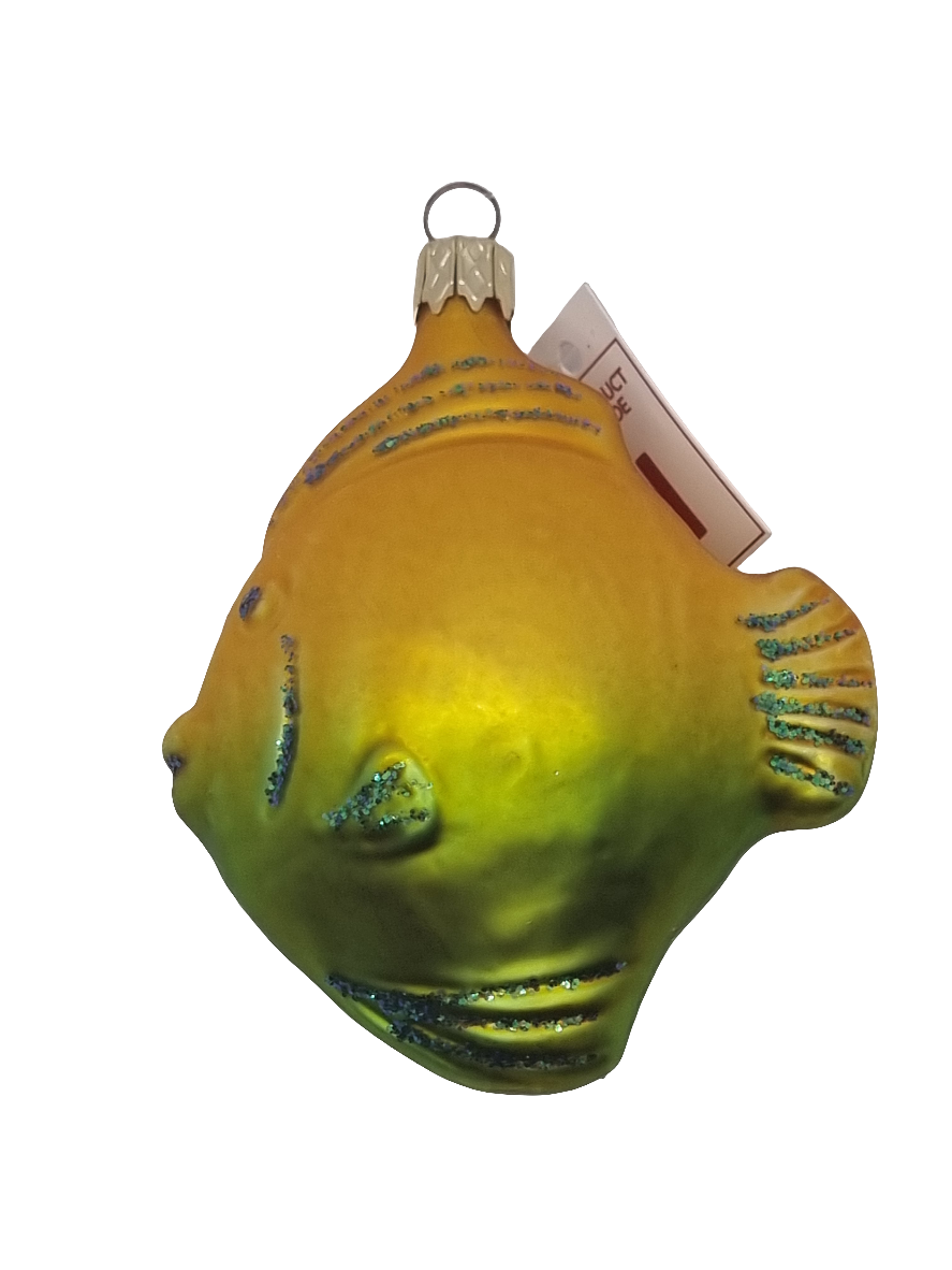 European Glass Christmas ornament of a Fish | Yellow & Green Gradient (I)