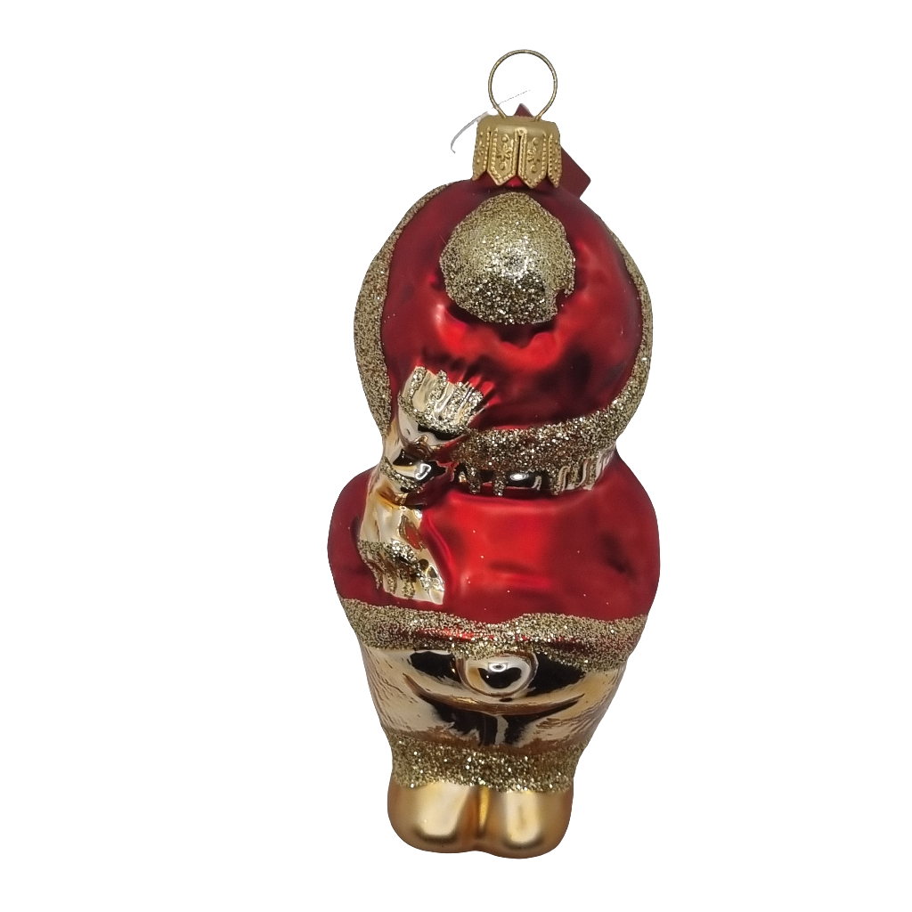 European Glass Christmas ornament of a Bear | Teddy Bear with Jumper, Hat, Present (O)