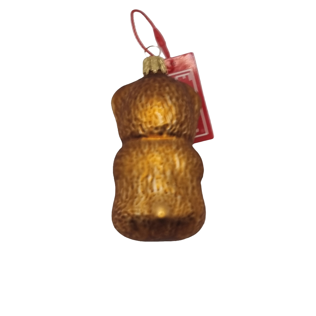 European Glass Christmas ornament of a Bear | with Bow & Present (F)
