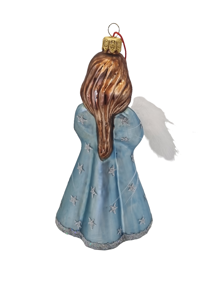 European Glass Christmas ornament of a Lady with Feather (U)