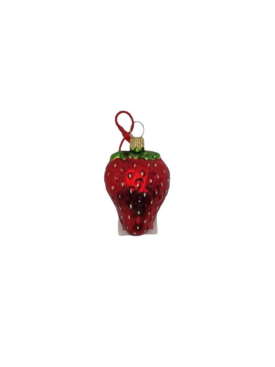 European Glass Christmas ornament of a Strawberry | Half Detailed (J)