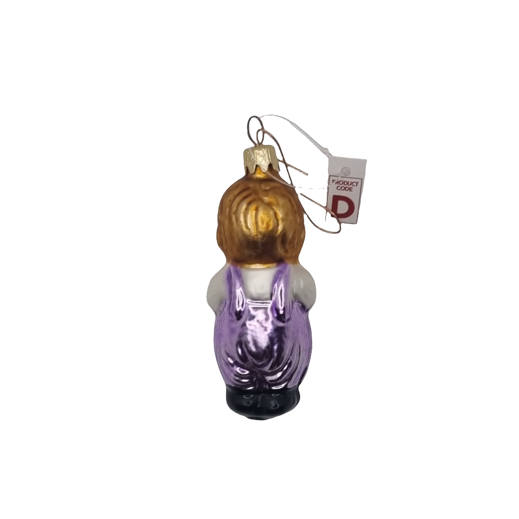 European Glass Christmas ornament of a Boy | Trumpet Purple Pants (D)