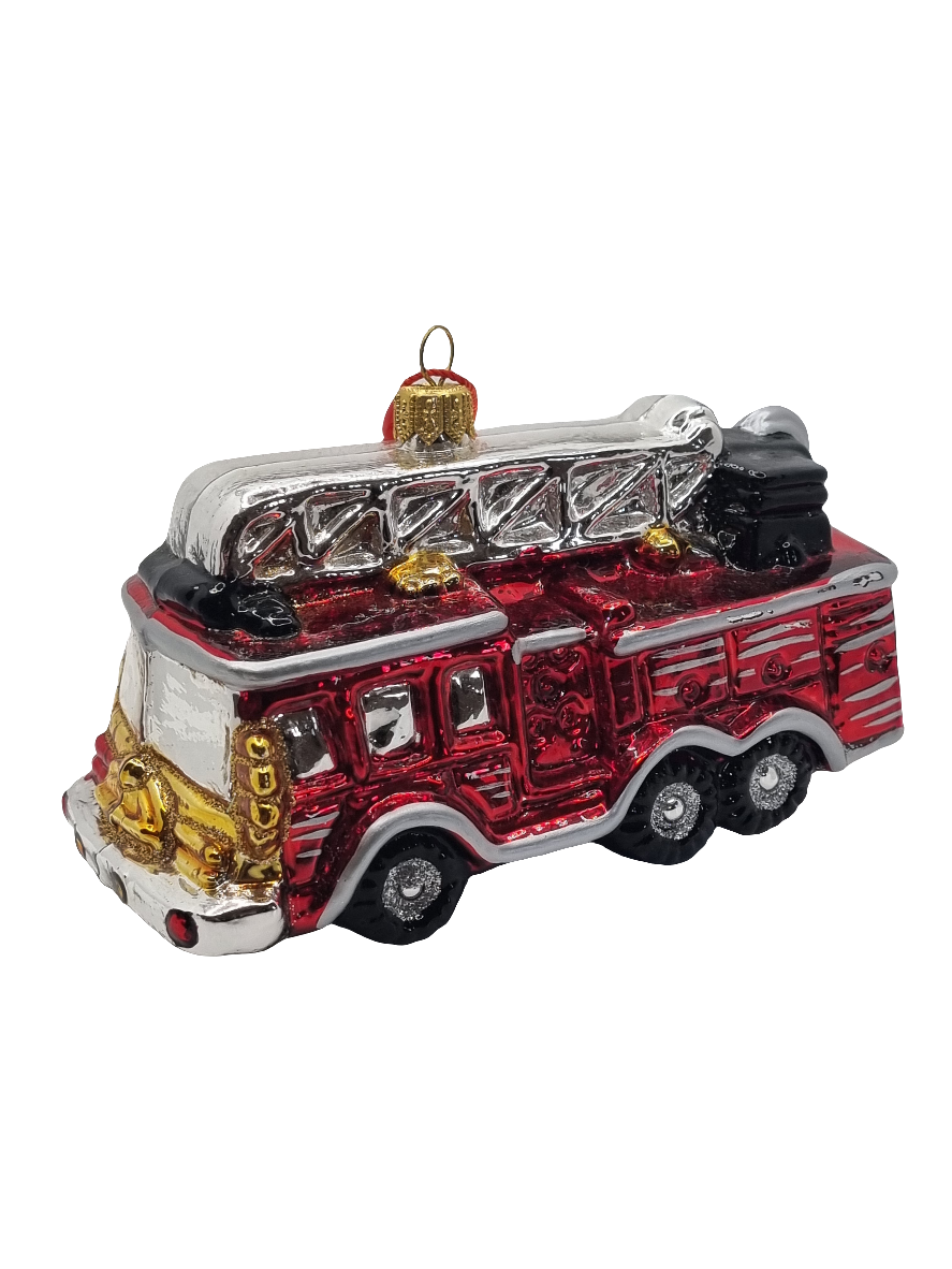 European Glass Christmas ornament of a Firetruck (W)