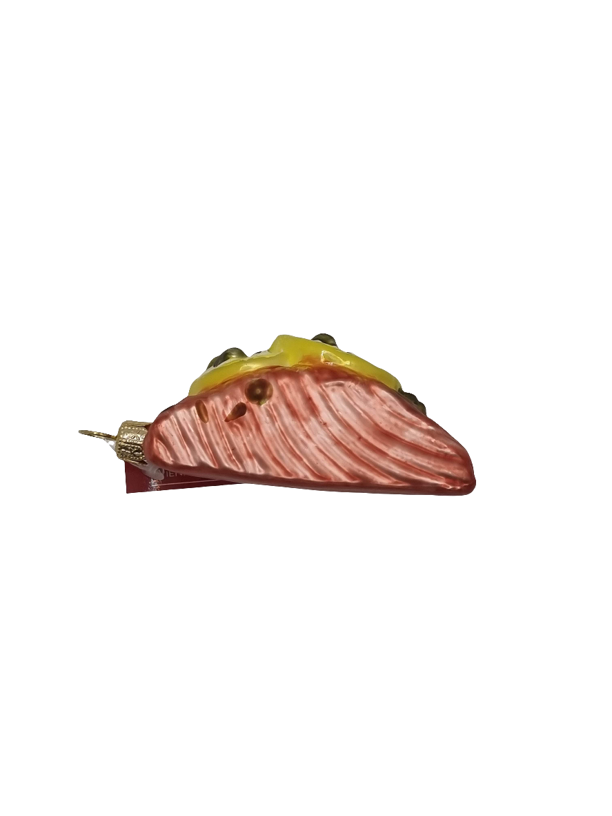 European Glass Christmas ornament of a Salmon lemon (L)