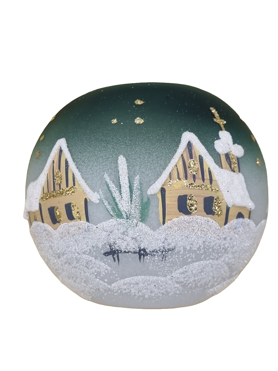 European Glass Christmas ornament of a Round Glass Candle Holder