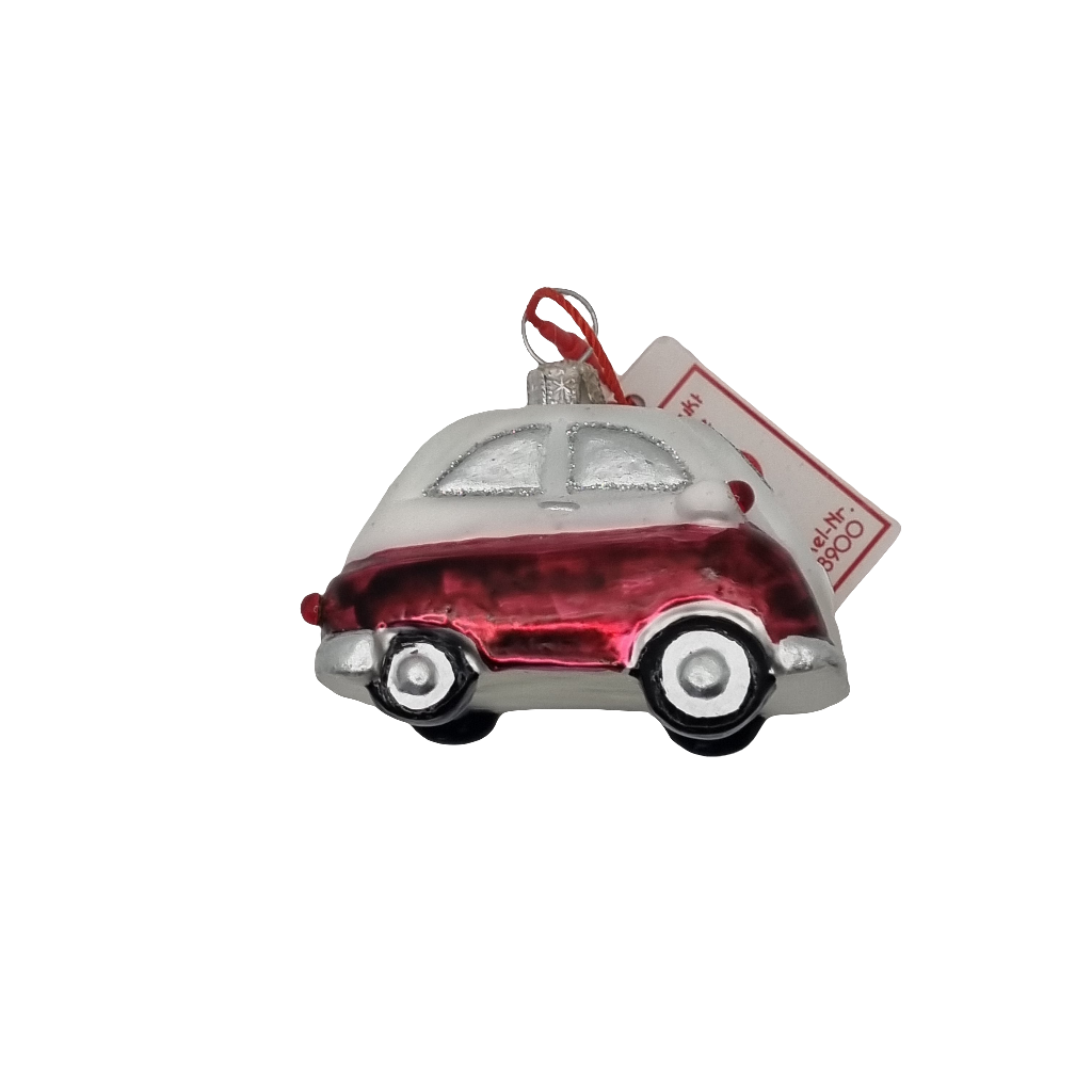 European Glass Christmas ornament of a Cars | Silver VW Beetle (P)