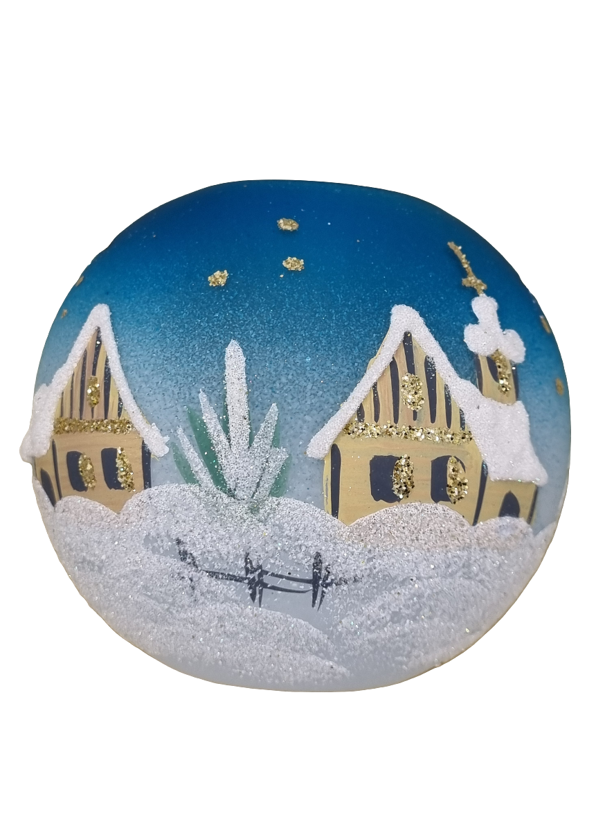 European Glass Christmas ornament of a Round Glass Candle Holder