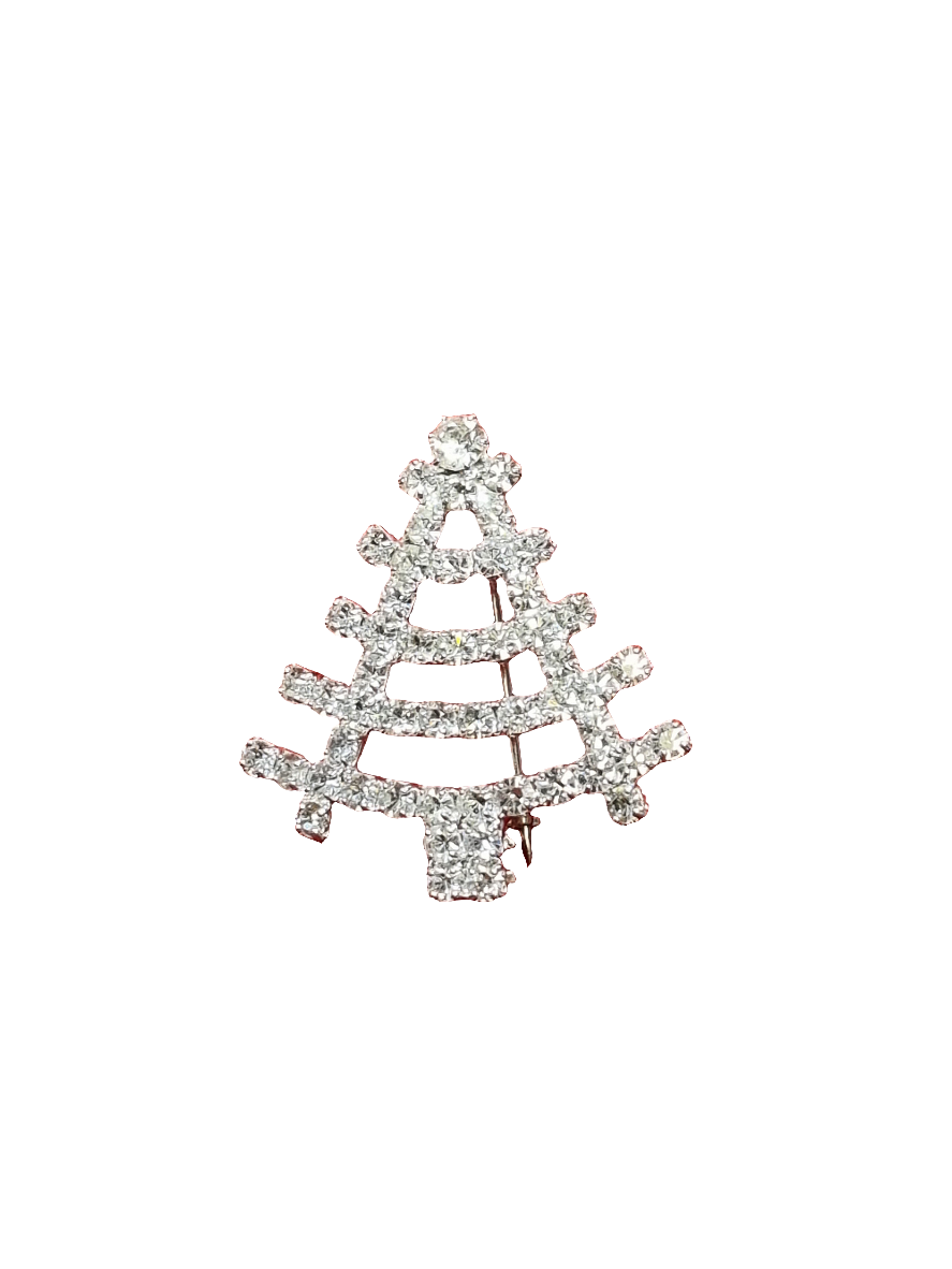 European Glass Christmas ornament of a Small Crystal Tree Rounded Branches | Brooch V