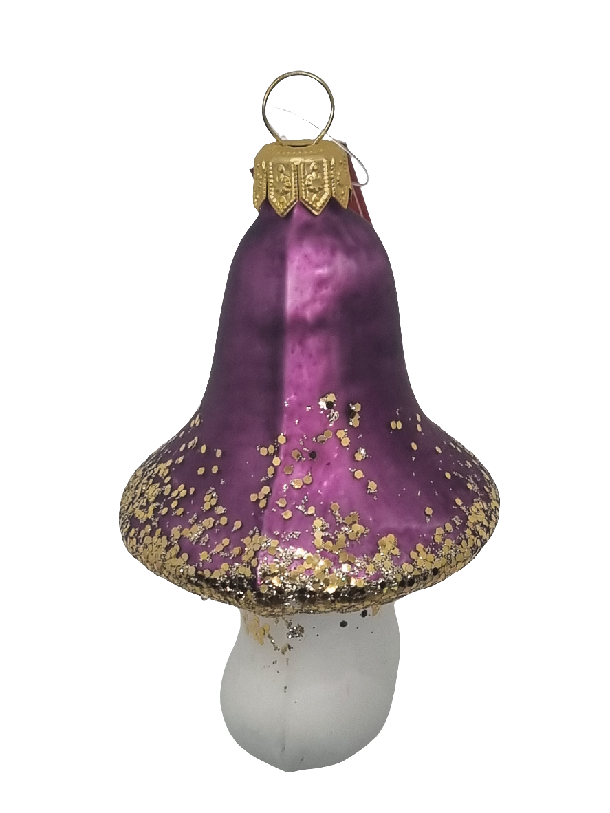 European Glass Christmas ornament of a Mushroom | Assorted Glittery Toadstools (K)