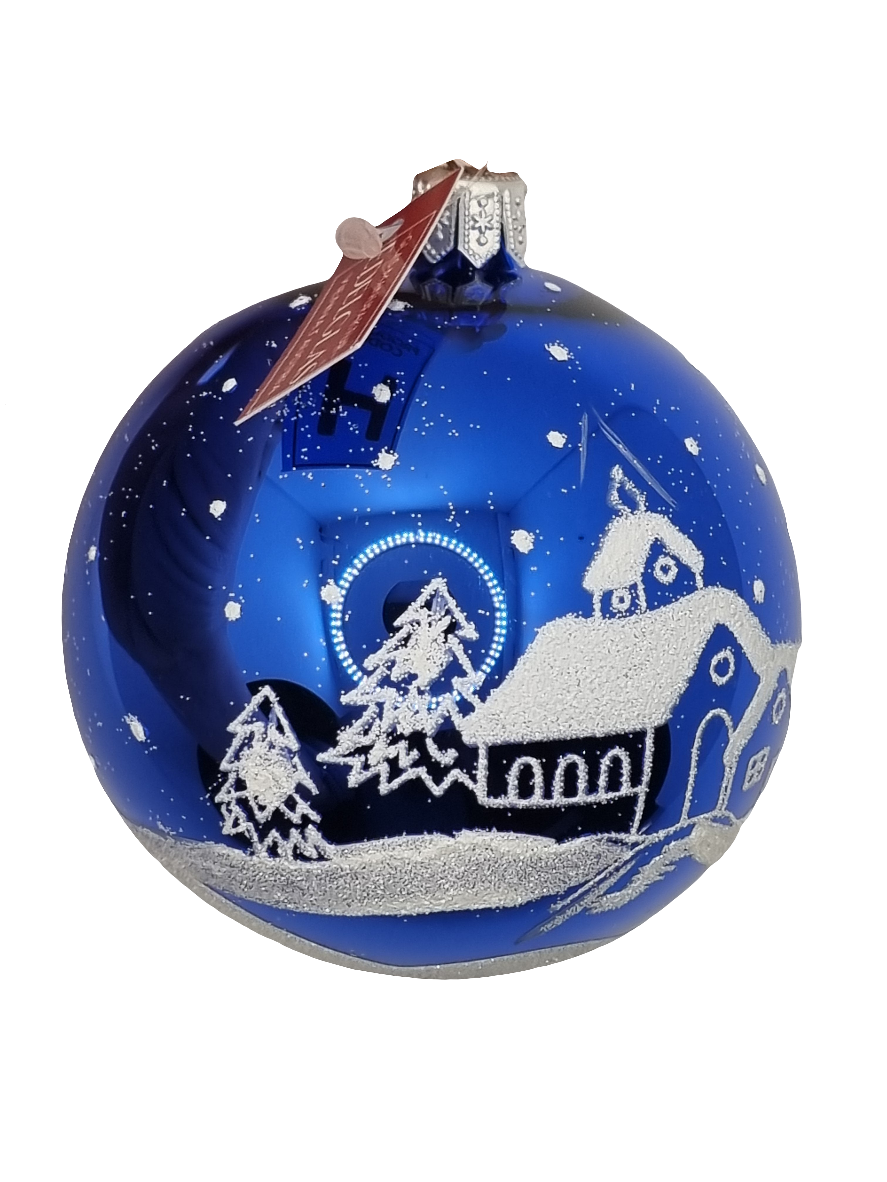 European Glass Christmas ornament of a Bauble | Coloured with Frosted House (G)