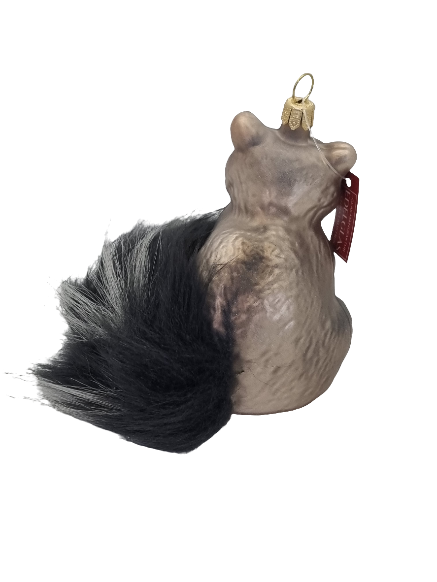 European Glass Christmas ornament of a Raccoon with Fur Tail (S)