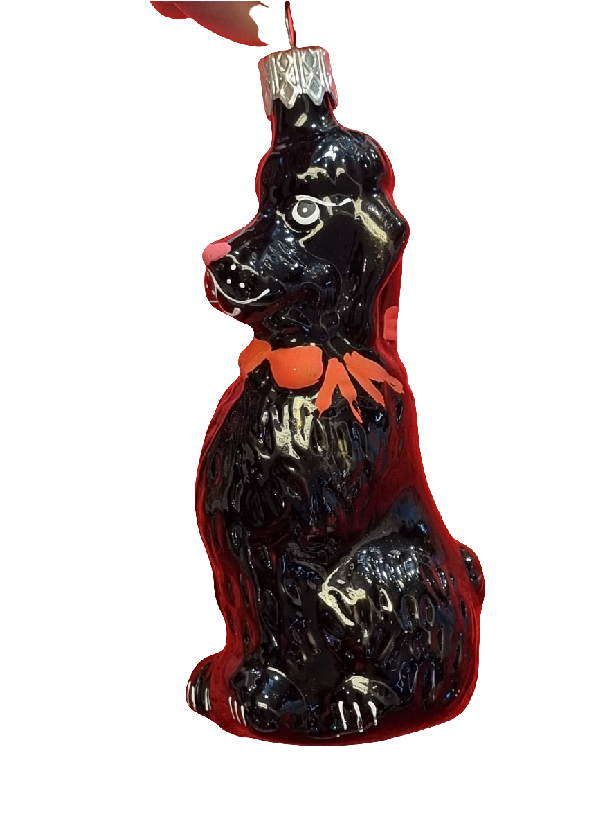 European Glass Christmas ornament of a Dog tall collar coloured (I)