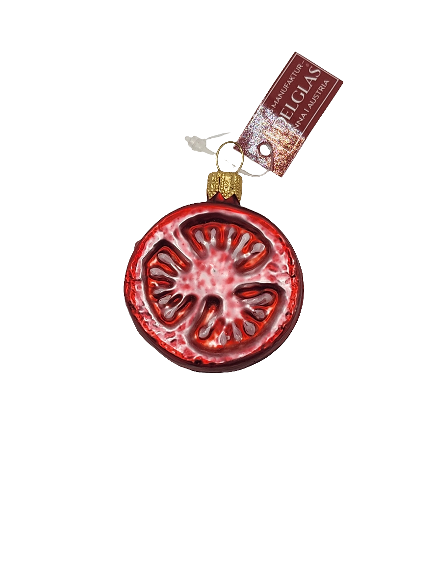 European Glass Christmas ornament of a Tomato Slice (H)
