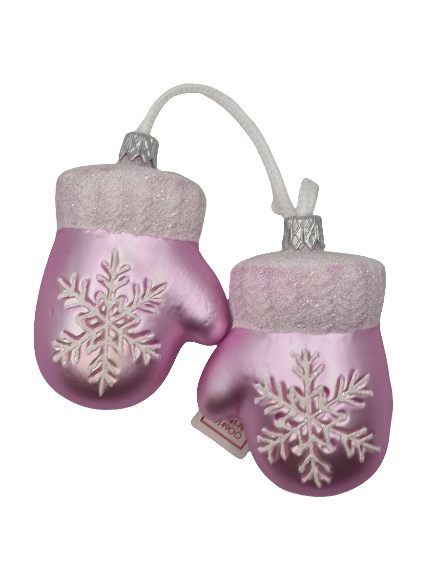 European Glass Christmas ornament of a Mittens (L)