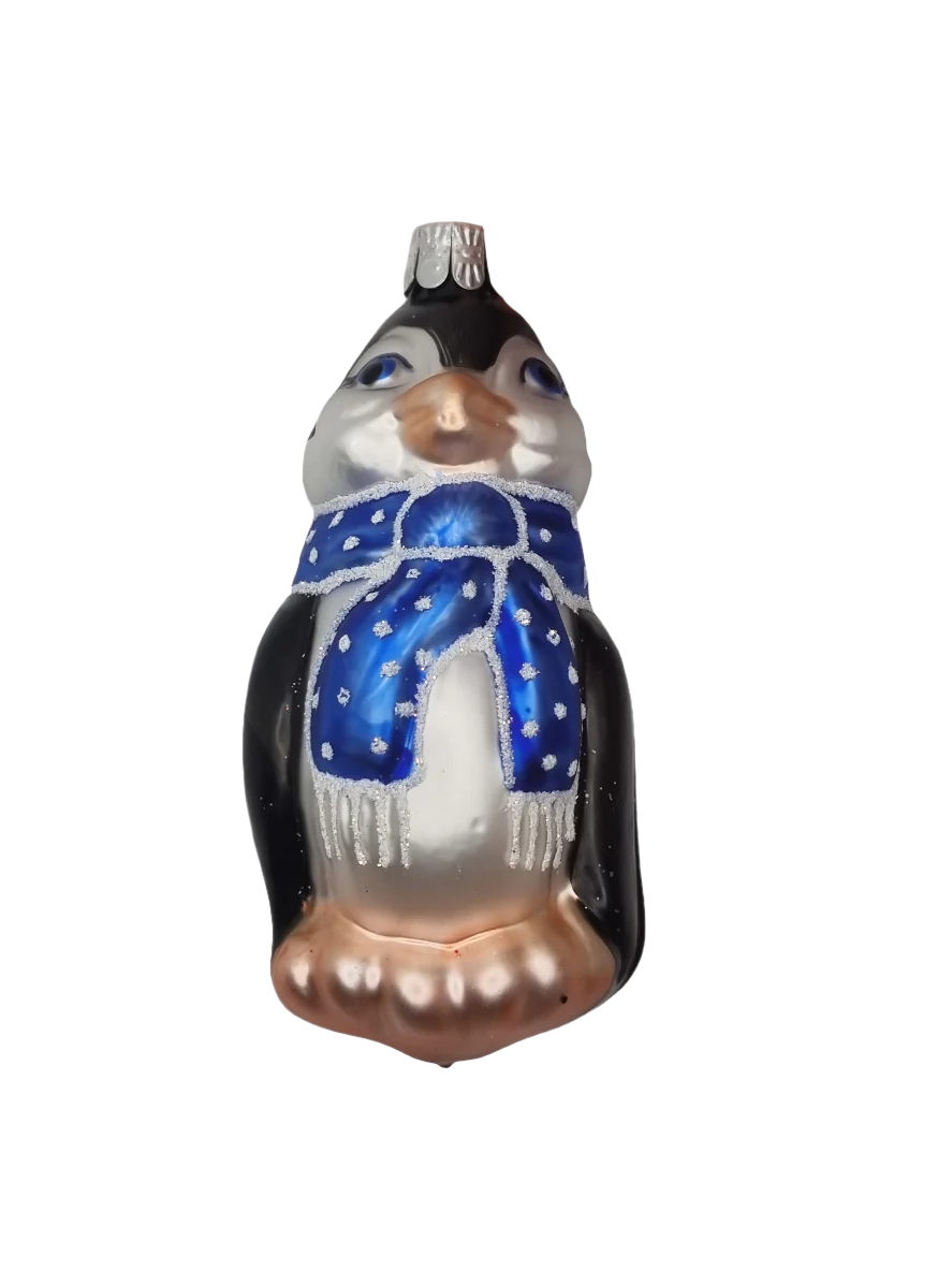 European Glass Christmas ornament of a Penguin with Scarf (I)