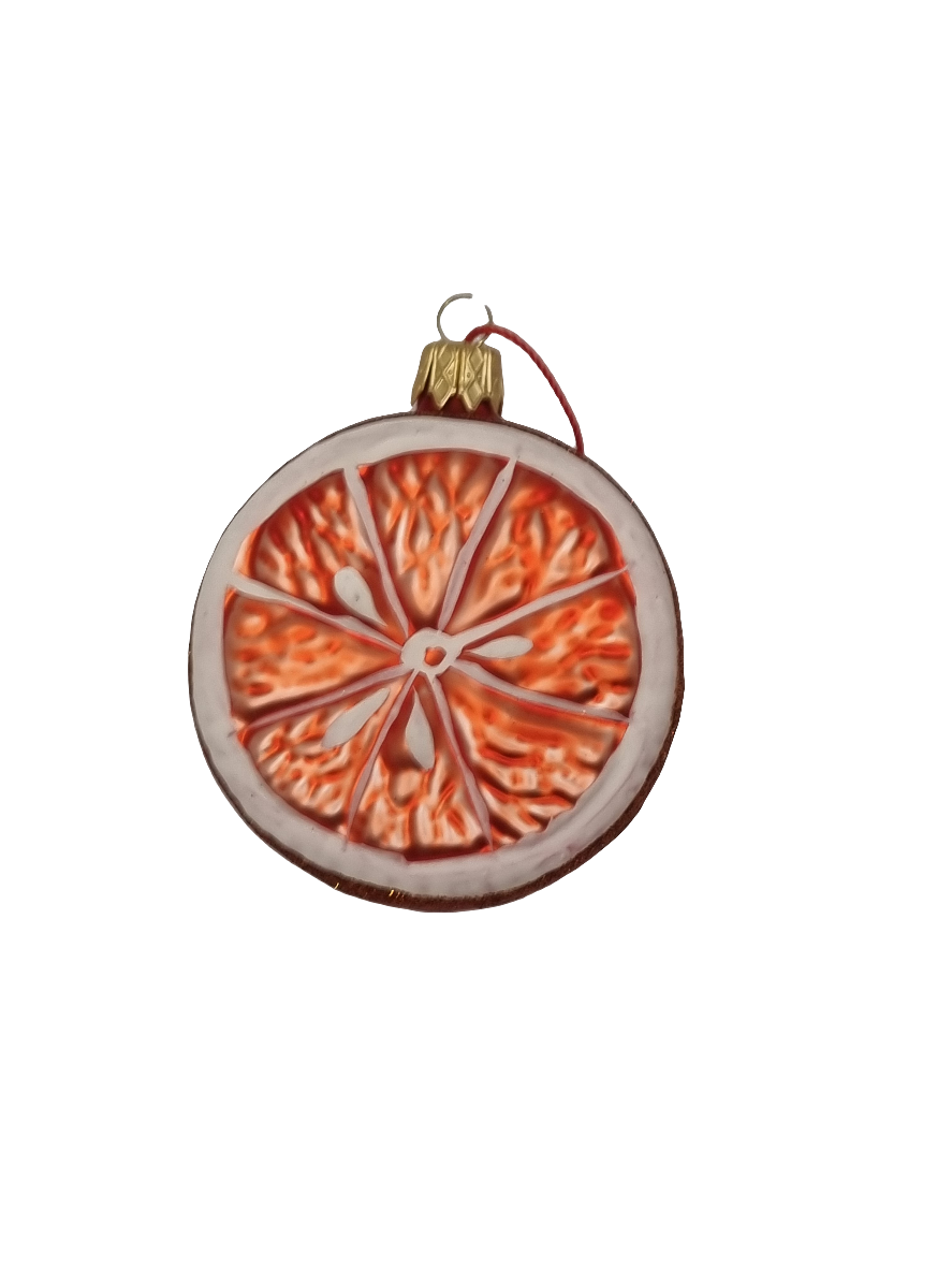 European Glass Christmas ornament of a Orange slice large glitter (F)