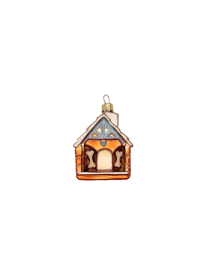 European Glass Christmas ornament of a Dogs | Kennel Dog House (S)