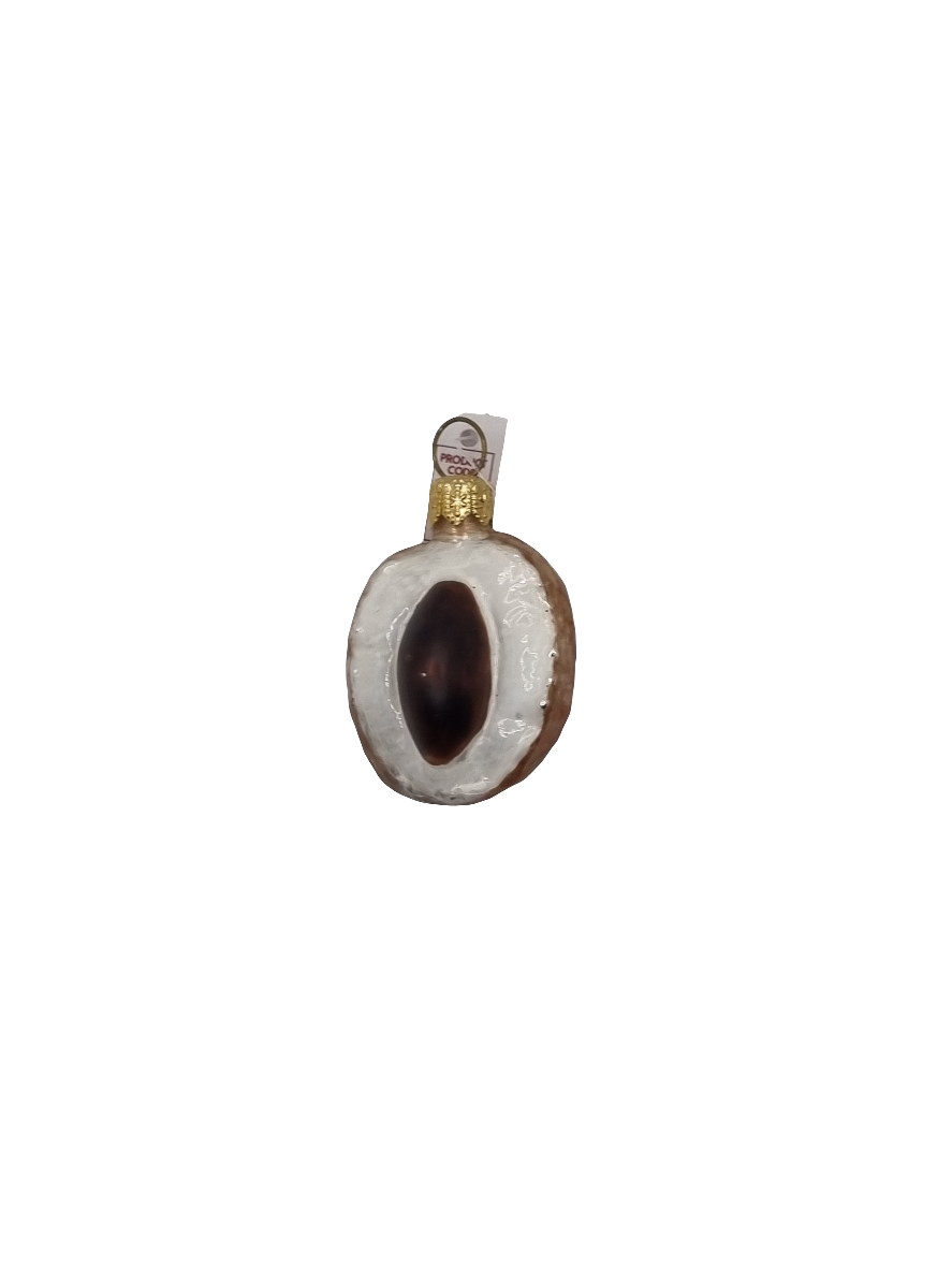 European Glass Christmas ornament of a Cocoa bean half (E)
