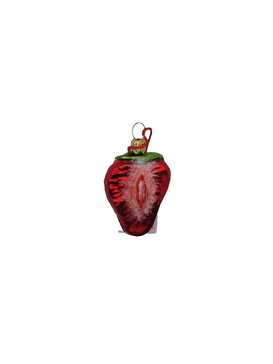 European Glass Christmas ornament of a Strawberry | Half Detailed (J)