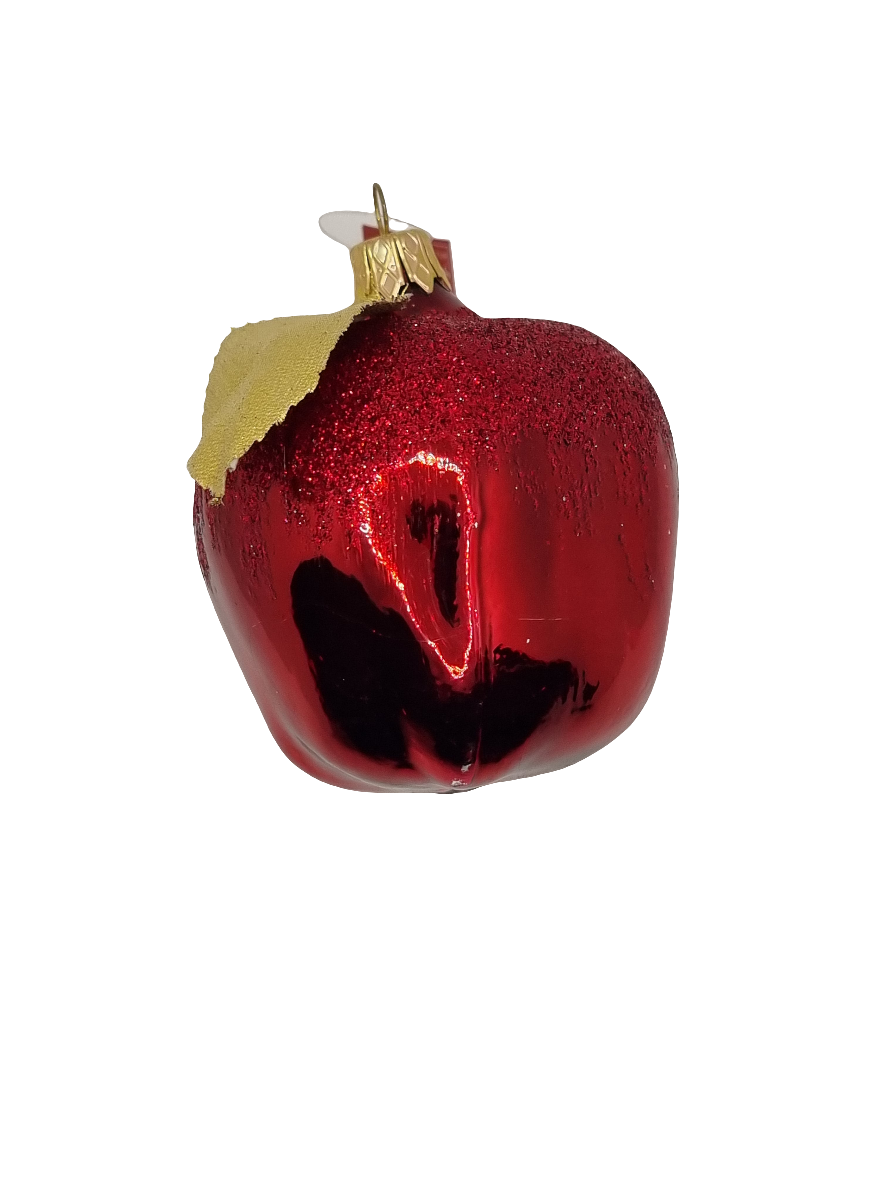European Glass Christmas ornament of a Apple golden large (G)