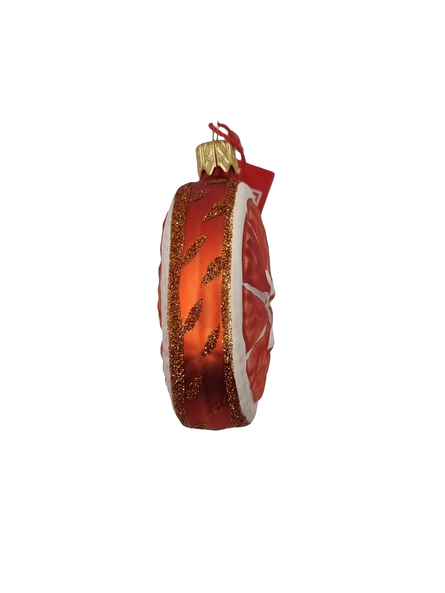 European Glass Christmas ornament of a Orange slice large glitter (F)