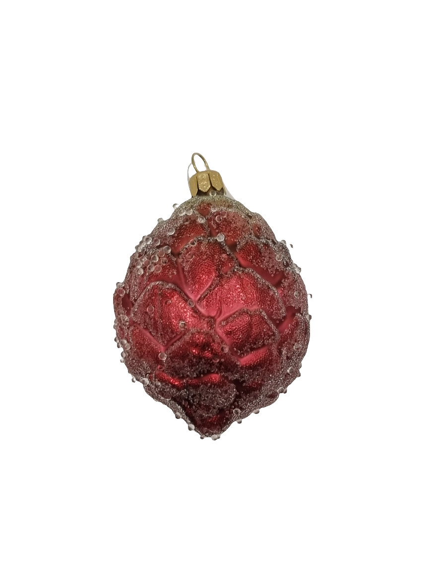 European Glass Christmas ornament of a Red Artichoke (M)