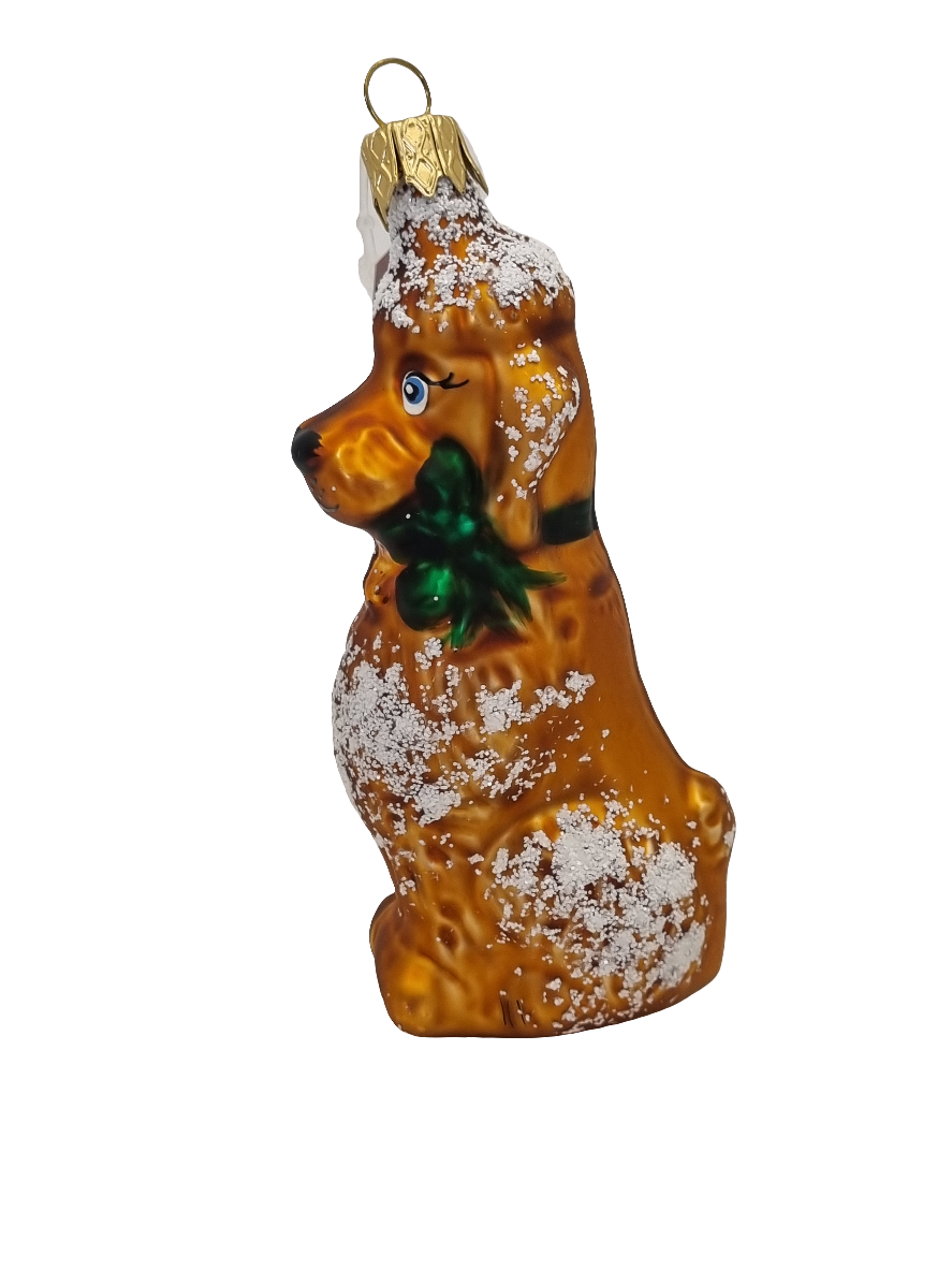 European Glass Christmas ornament of a Dog tall collar coloured (I)