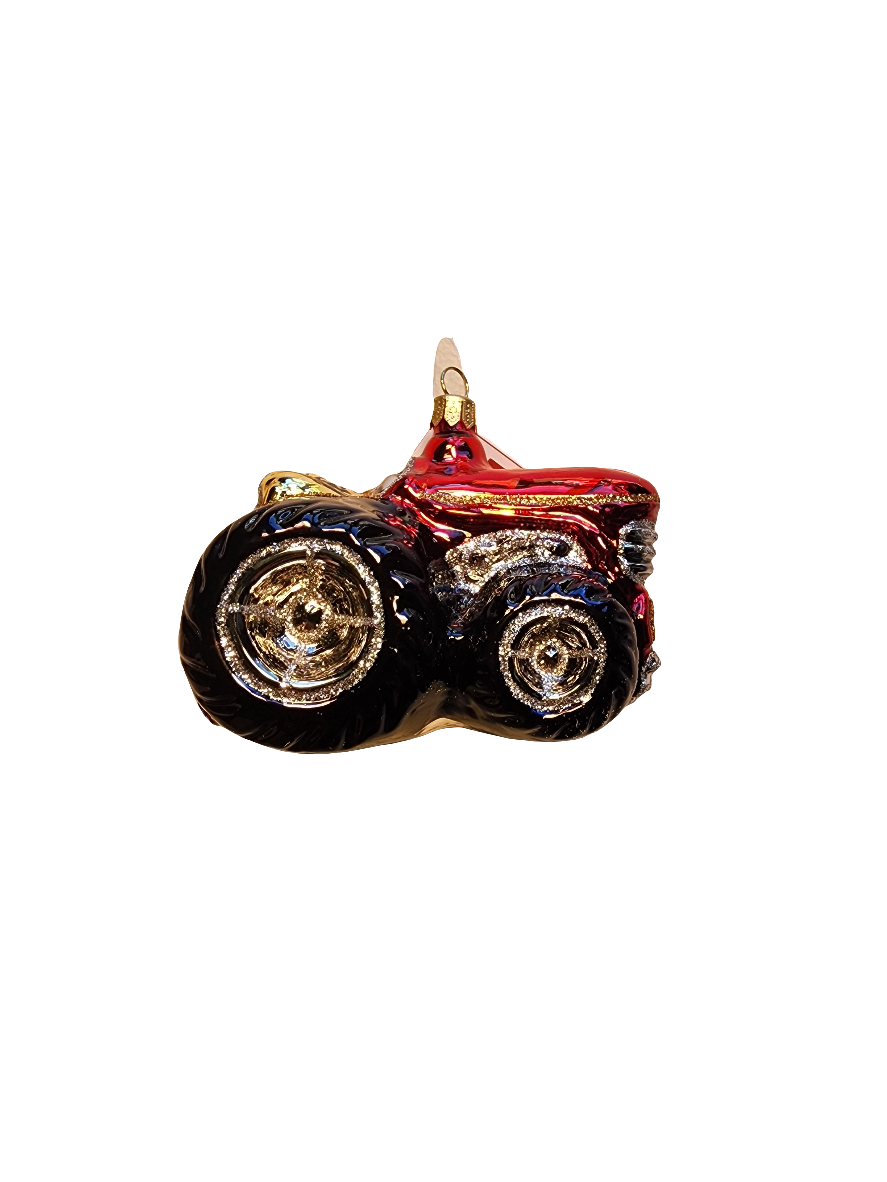 European Glass Christmas ornament of a Tractor (U)