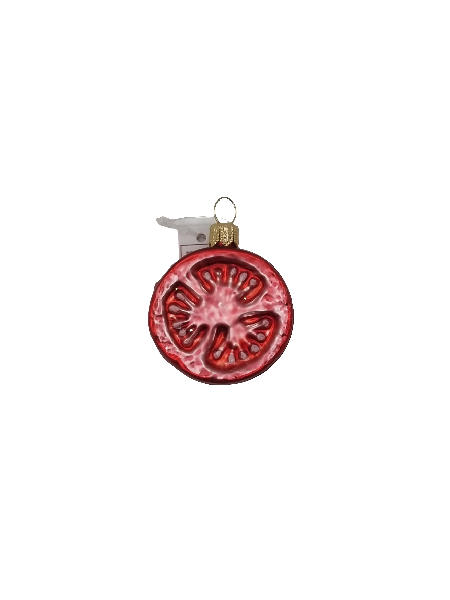 European Glass Christmas ornament of a Tomato slice (H)