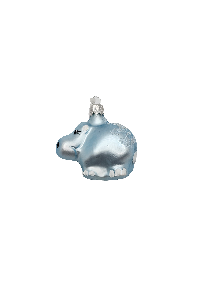 European Glass Christmas ornament of a Hippo small (F)