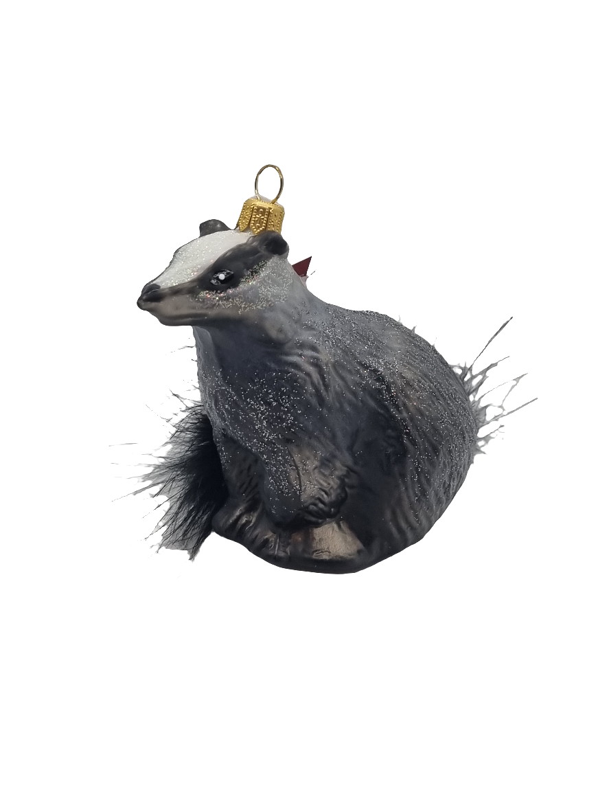 European Glass Christmas ornament of a Badger (T)