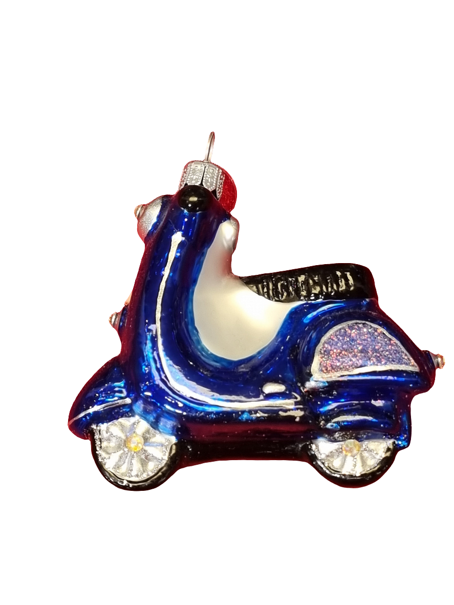 European Glass Christmas ornament of a Vespa (U)