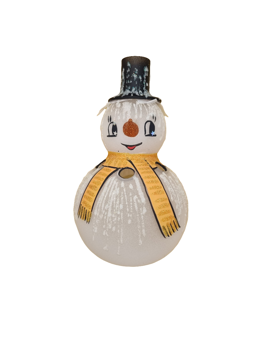 European Glass Christmas ornament of a Snowman Candle Holder