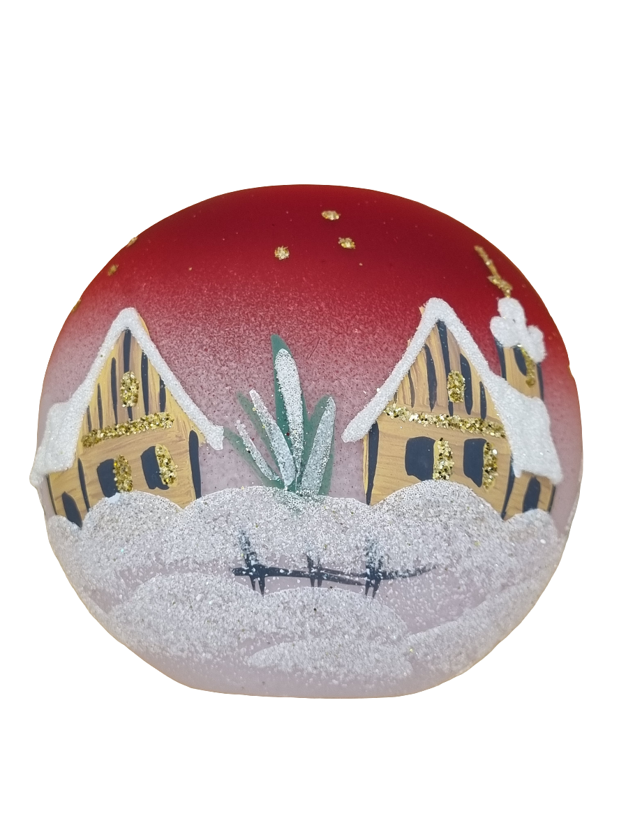 European Glass Christmas ornament of a Round Glass Candle Holder
