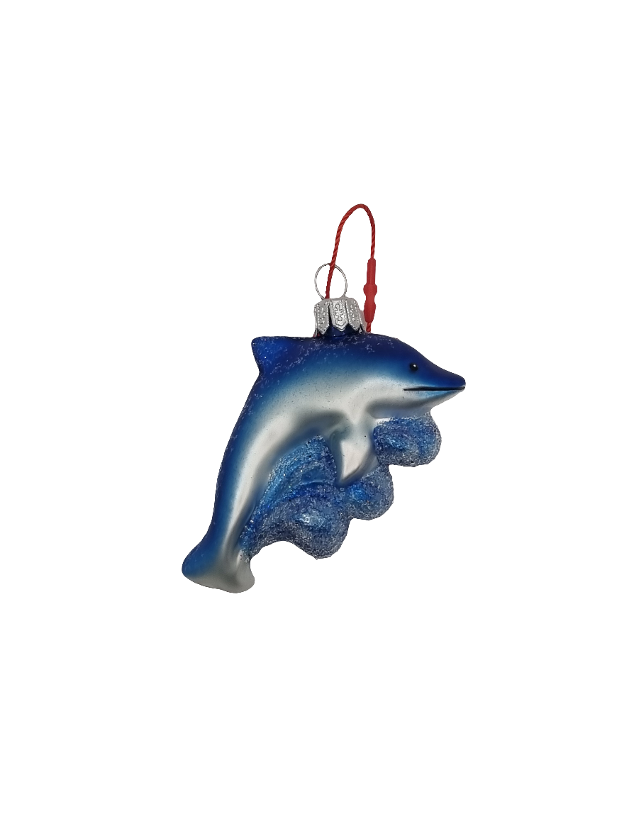 European Glass Christmas ornament of a Dolphin wave (J)