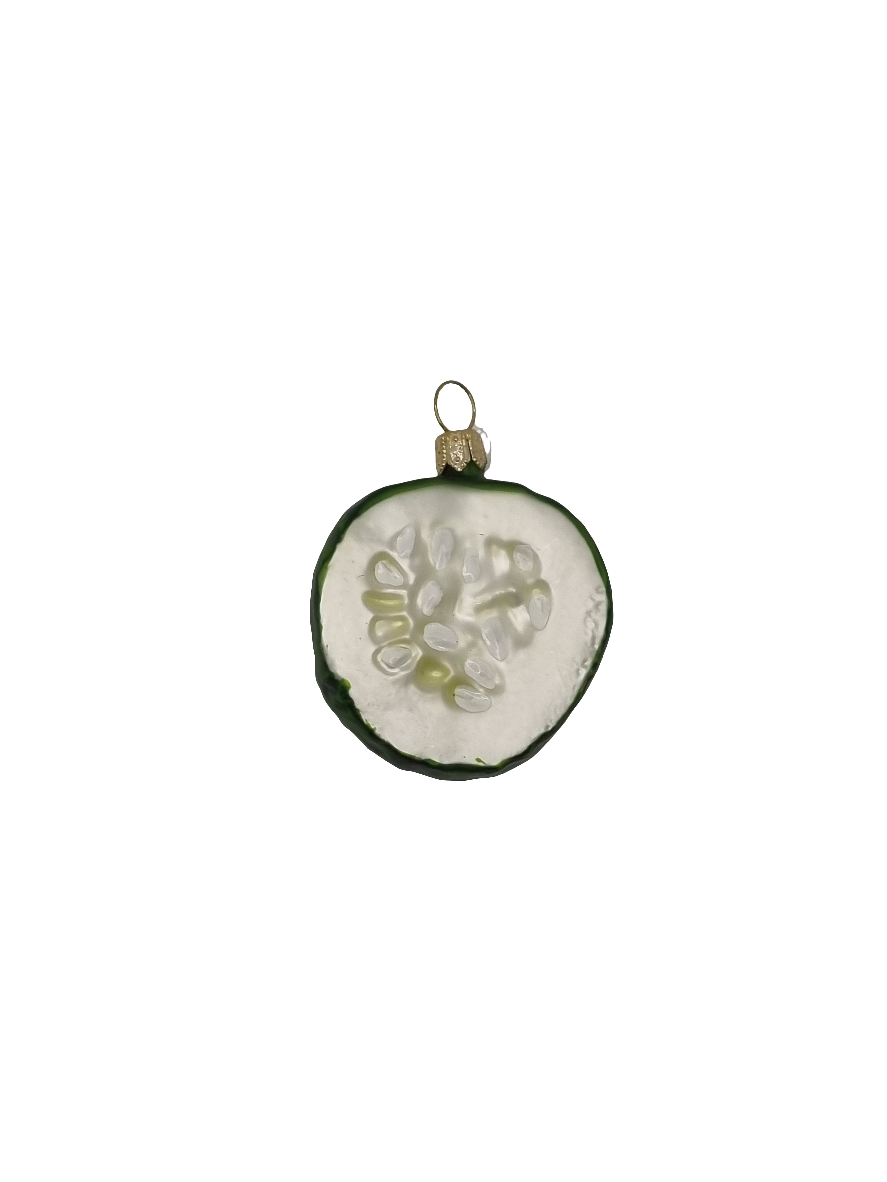 European Glass Christmas ornament of a Cucumber slice (G)