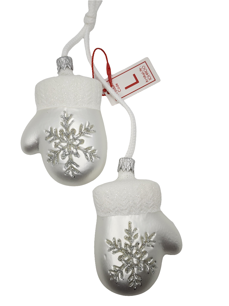 European Glass Christmas ornament of a Mittens (L)