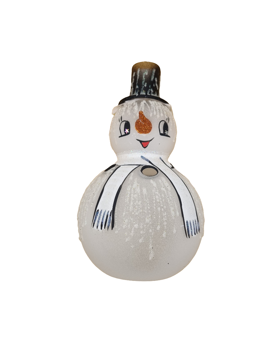European Glass Christmas ornament of a Snowman Candle Holder