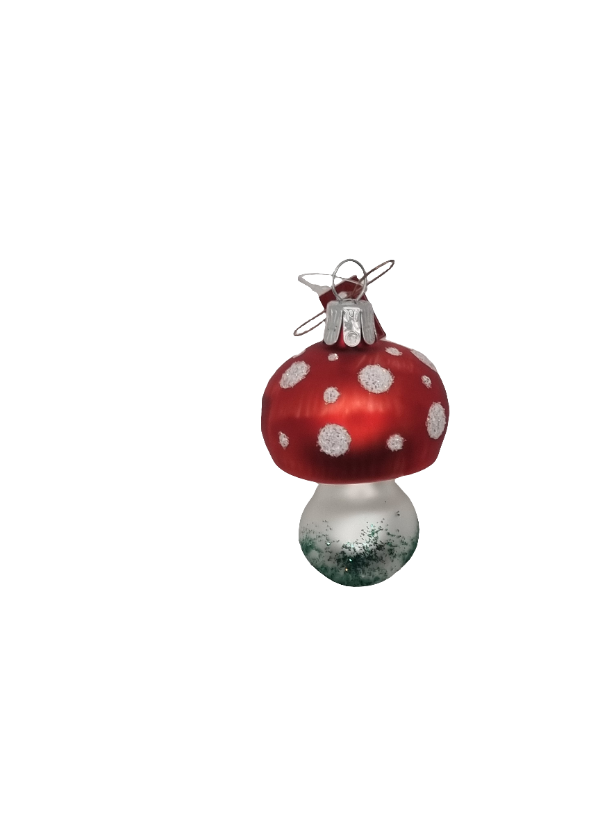 European Glass Christmas ornament of a Mushrooms (E)