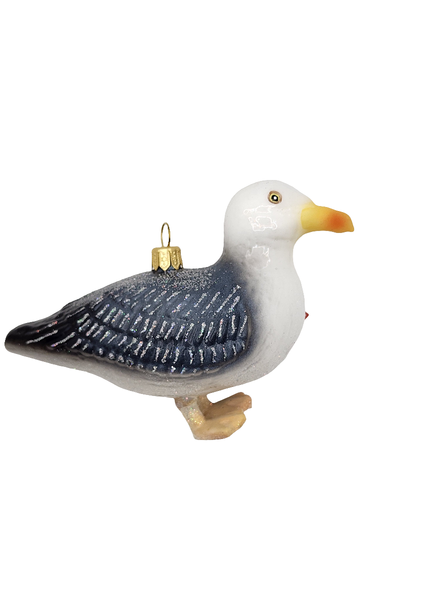 European Glass Christmas ornament of a Seagull large sparkle (V)