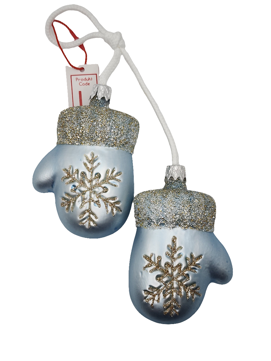 European Glass Christmas ornament of a Mittens (L)